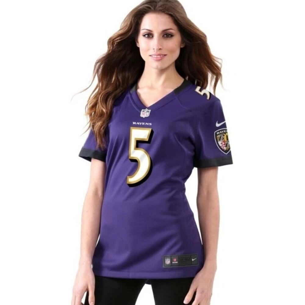 Nike Women's Onfield Baltimore Raven's #5 Joe Flacco Embroidered Medium Jersey